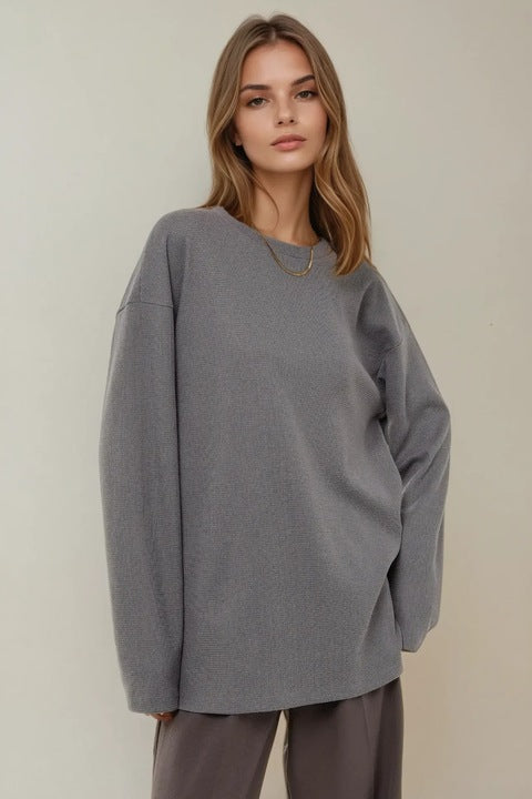 Women's sweatshirt, oversized fit, round collar