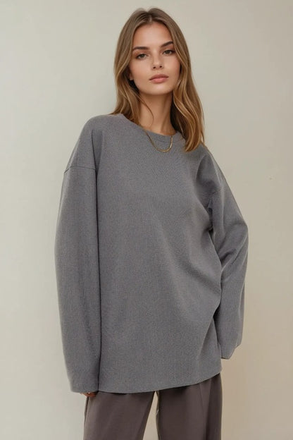 Women's sweatshirt, oversized fit, round collar