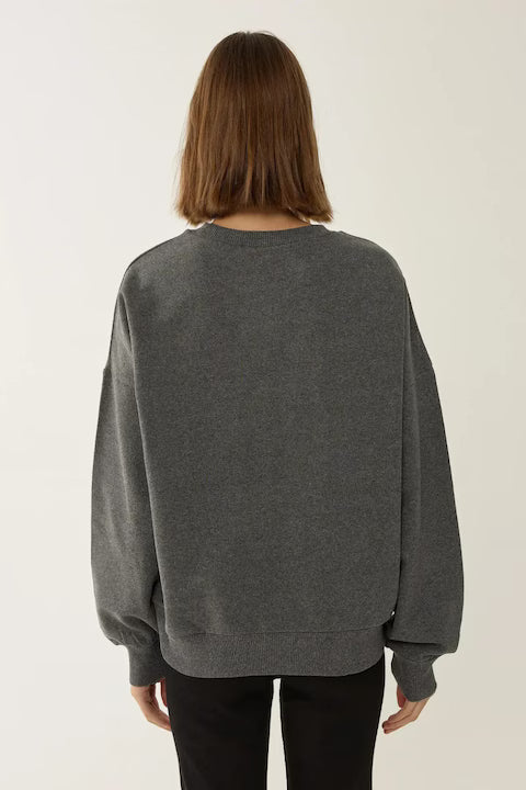 Women's basic oversized sweatshirt, round collar