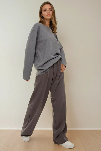 Women's sweatshirt, oversized fit, round collar