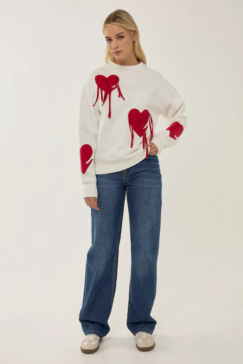 Women's sweatshirt, heart pattern