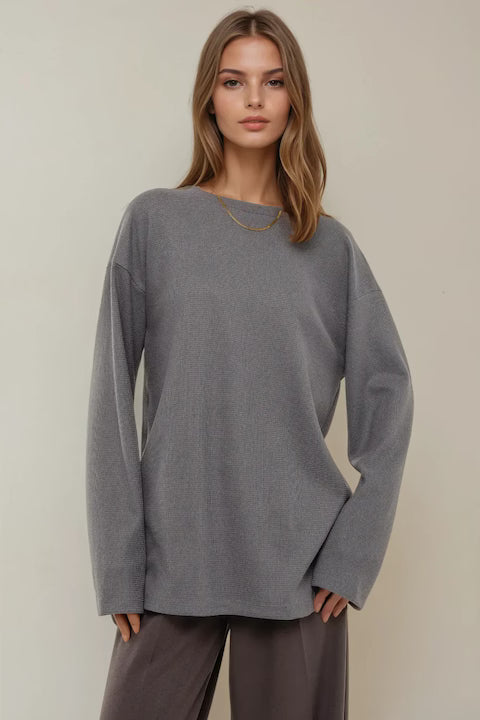 Women's sweatshirt, oversized fit, round collar