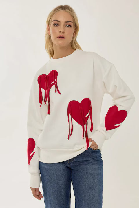 Women's sweatshirt, heart pattern